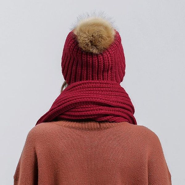 

women's 2pcs set knitted thicken scarf and beanie hat skullcaos winter warm suit 85wb, Blue;gray