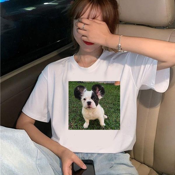 

woman cute dogs t shirts summer fashion women tee cartoon print t shirt loose casual funny tee shirts clothing femme, White