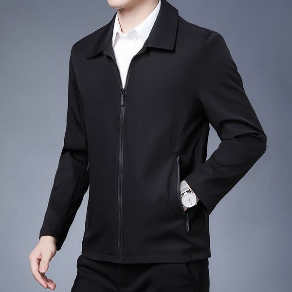 

2020 winter new trend men's zipper placket simple solid color decoration medium length jacket collar, Black;brown