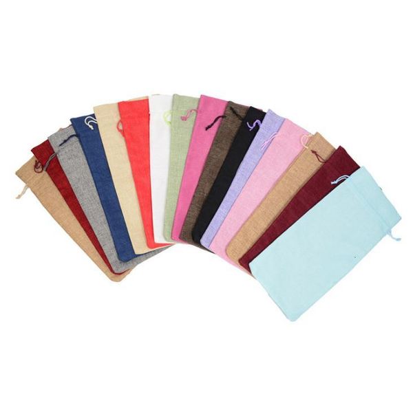 

drawstring multi colors wine bottle flax gift pouch with pull rope storage bags sn2242