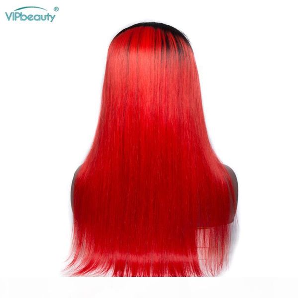 

vipbeauty 1b-red brazilian straight human hair 4x4 lace frontal human hair wigs 150 density remy for black women, Black;brown