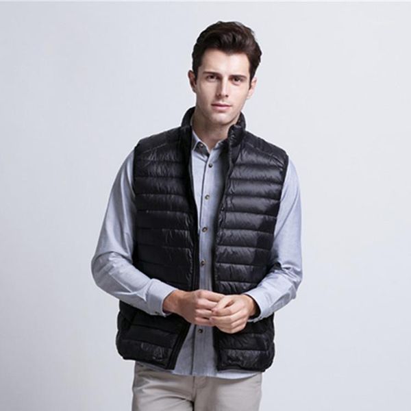 

wholesale- 2016 fashion men's vest winter men lightweight vests male filling 90% white duck down jacket sleeveless men warm vest 30051, Black;white
