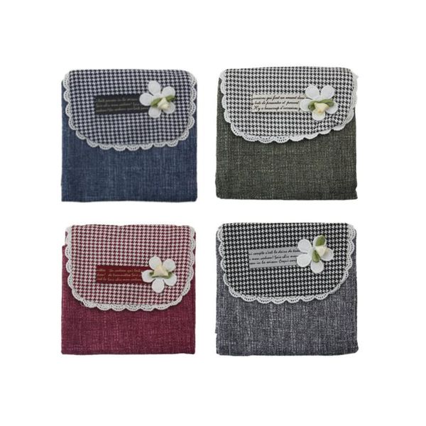 

storage bags foldable women girl flower double layer sanitary pad organizer purse napkin cosmetic pouch case bag