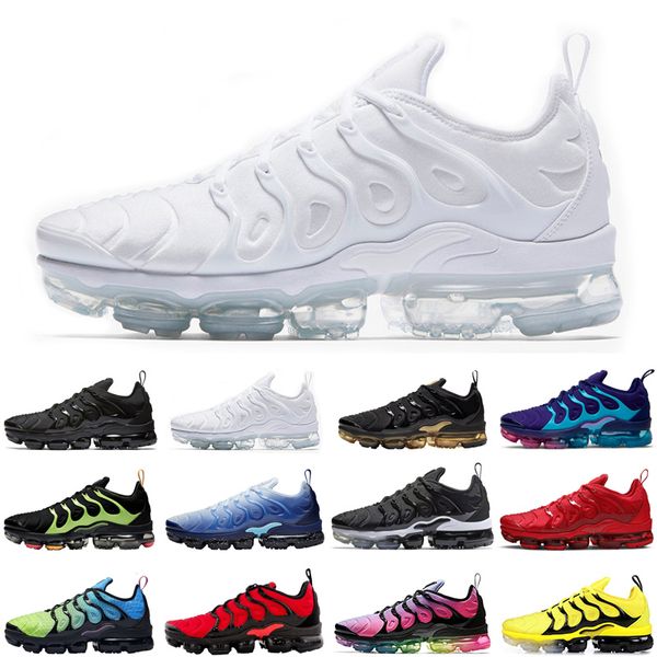 

2020 new tn plus neon men women running shoes triple black ice blue cool grey rainbow athletic mens womens trainers sports sneakers runners