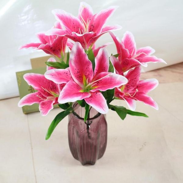 

decorative flowers & wreaths 5pcs artificial lily flower branch for plant wall background wedding home al office bar decorative1