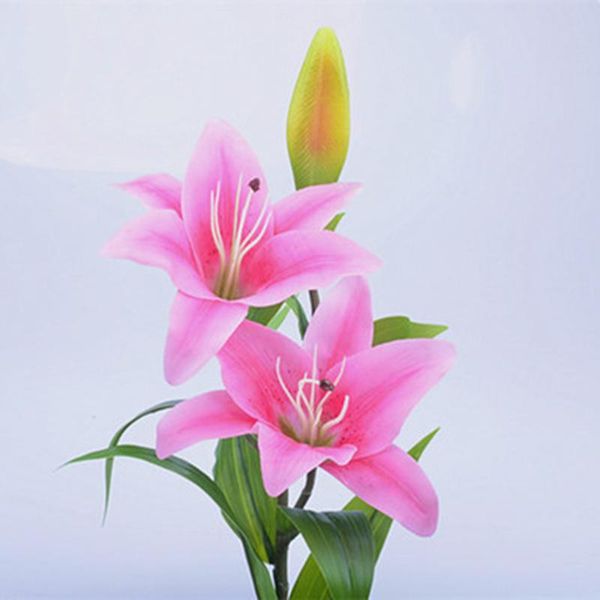 

washable artificial vivid long lily flower with bud 75cm 4 colors home decor