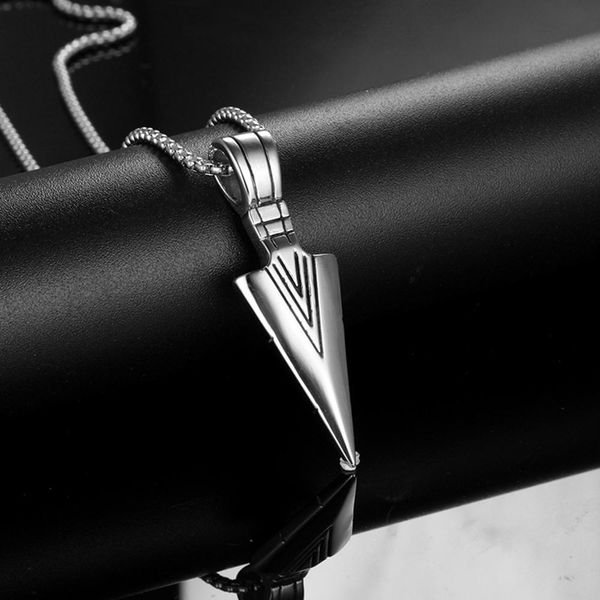 

stainless steel arrow necklace for men silver color metal punk pop pendant necklace trendy simple chain jewelry collar hombre bbyemq, Black;white