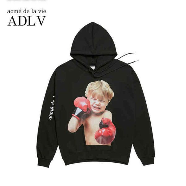 

adlv fashion campus dragen hooded sweater black girl trendy young loose couple jas