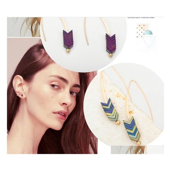 

gold plated arrow design stud earrings natural stone geometry long earrings for women jewelry boh sqcmix new_dhbest, Silver