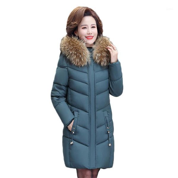 

big fur collar 2020 new thickened parkas middle aged elderly mother down cotton jacket women winter jacket padded waddeding 22581, Black