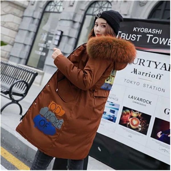 

off season padded women's mid long tussilago new thickened big collar down cotton jacket double-sided two-way coat, Black
