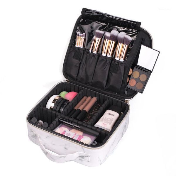 

new arrival portable marble printed makeup organizer wash storage pouch cosmetic toiletry case bag professional1