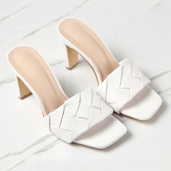 

2021 new spring and summer bian zhi heels from chunky-female slippers vupp, Black