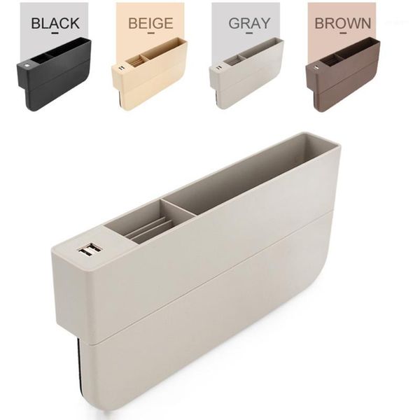 

car organizer dual usb multifunctional storage box voltage display with cigarette lighter plug1