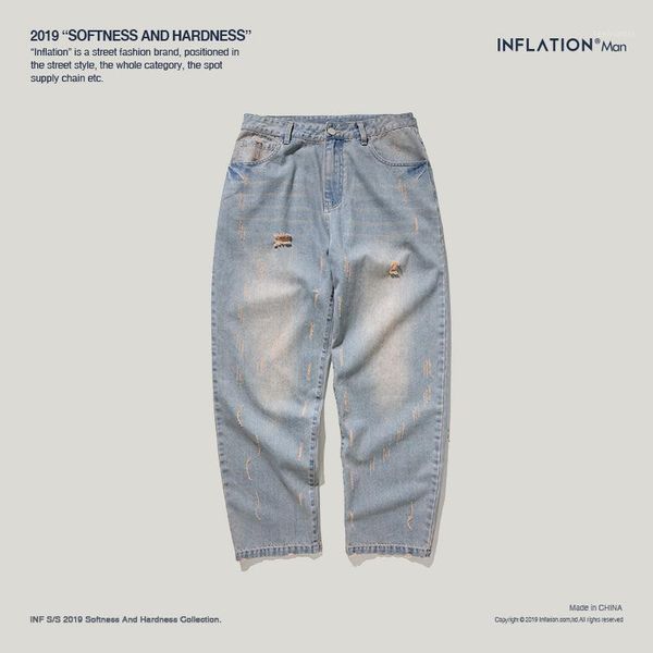 

in 2020, the spring clothes of logo vintage will be used to make old ripped men's personalized jeans on street1 men's, Blue