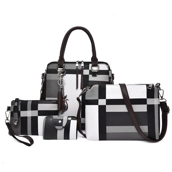 

hbp non-brand fashion stitching bag mother bag four piece set new color contrast one shoulder bag versatile messenger handbag 3 sport.0018