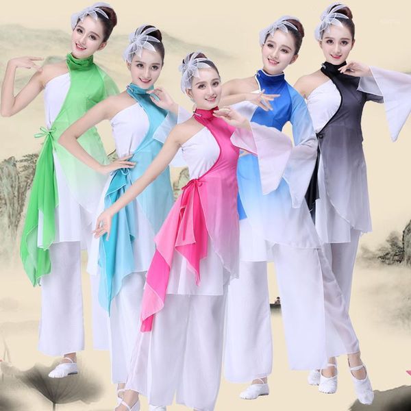 

new women'sclassical dance costumes fan national dancecostumes yangge clothes elegant chinese style exercise clothes women1, Black;red