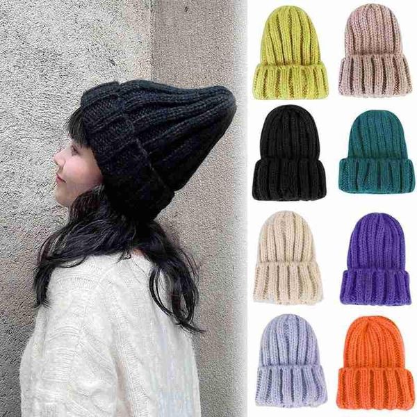 

Fashion Knit Beanie Hat Soft Fur Wool Beanies Caps Casual Skullies Hat Women Autumn Winter Thick Warm Knit Beanie, Blue;gray