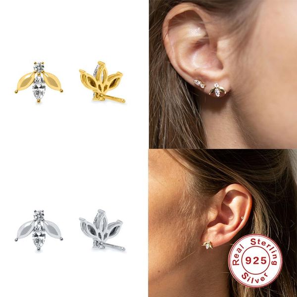 

aide 100% 925 sterling silver bee stud earrings for women fashion crystal ear studs jewelry for girl anti-allergy fine jewelry, Golden;silver