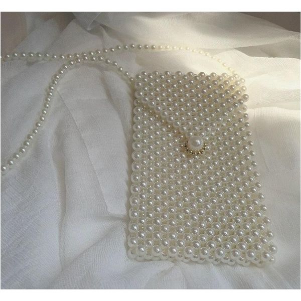 

retro handmade pearl messenger bag mini designer handbag shoulder bag girls lady kids elegant ins co sqcsdj abc2007, Black
