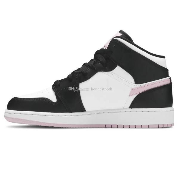 

jumpman 1 mid gs white light arctic pink basketball shoes 1s sneakers 555112 103