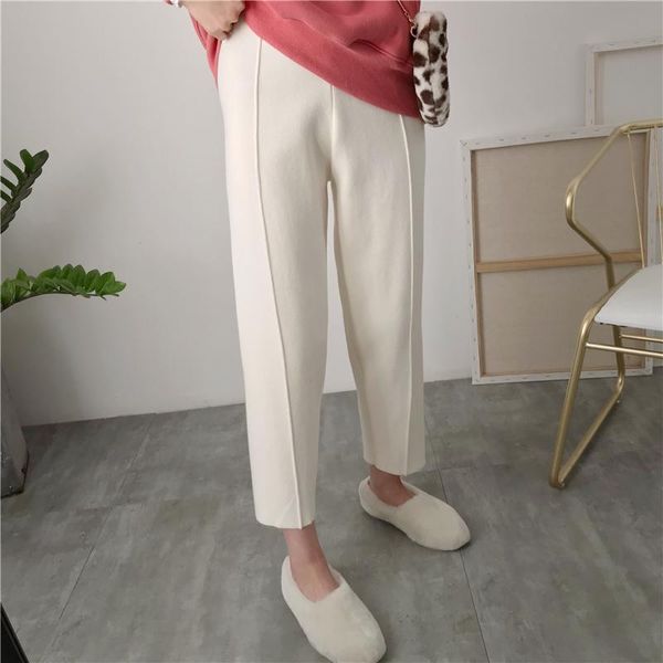 

women's pants & capris streetwear women chic autumn winter casual harem girl loose trousers comfortable thick warm all-match knitted gr, Black;white