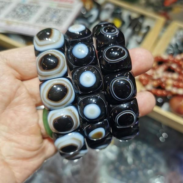 

onyx square natural evil eye men's agat bracelets handmade jewelry energy bracelet for women or men, Black