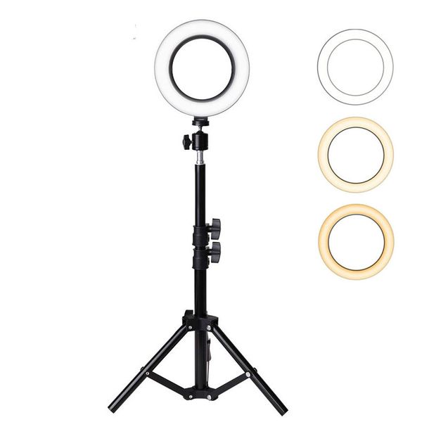 Profissional 6 polegadas LED anel luz foto estúdio câmera luz fotografia kit maquiagem video selfie unha lâmpada com tripé stand