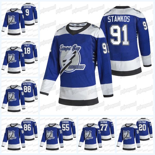 

tampa bay lightning 2021 reverse retro jersey patrick maroon tyler johnson victor hedman nikita kucherov steven stamkos andrei vasilevskiy, Black;red