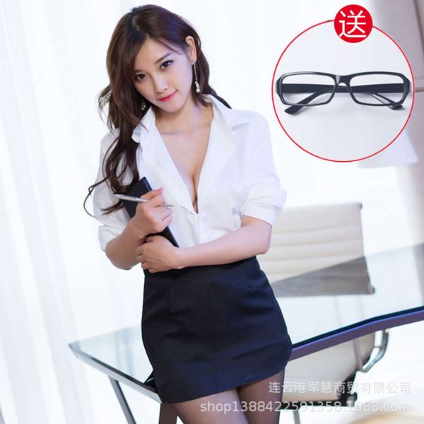 

underwear female ol perspective tight bag hip secretary large size temptation uniform suit for teachers, Black;white