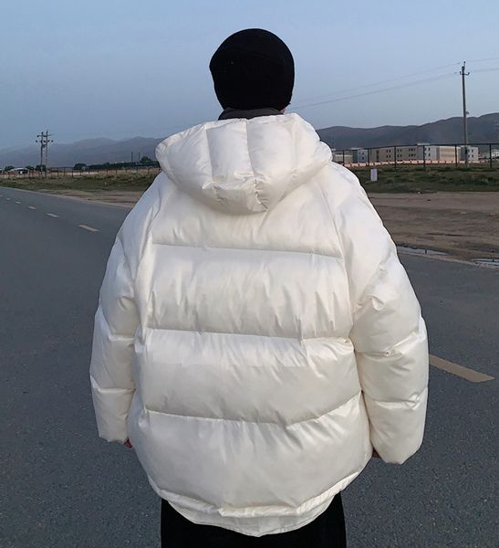 

2021 new pr men's fashion thicken solid color parkas winter new woman hooded couple korean streetwear casual warm oversize coat t92z, Black