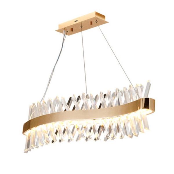 

wave design long crystal chandelier led lamp ac110v 220v lustre cristal kronleuchter home lighting bar light