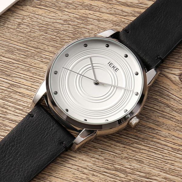 

and fashionable men's watch personalized simple fashion belt waterproof student watch quartz men's watch concentric circle pattern, Slivery;brown