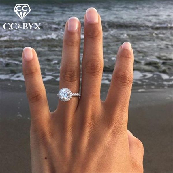 

rings for women fashion jewelry round stone cubic zirconia ring bridal wedding engagement charms bijoux drop shipping 2108, Slivery;golden