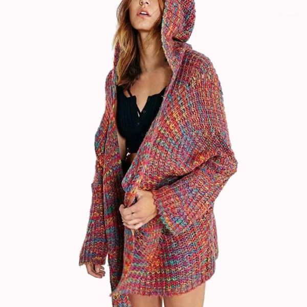

women sweater long sleeve winter hooded colour cardigan sweater coat plus size loose winter warm coats cardigan ropa mujer 20201, Black;brown