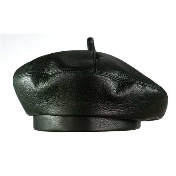 

fashion women pu leather octagonal caps newsboy cap vintage bonnet beret style retro leather hat cowboy y200103, Blue;gray