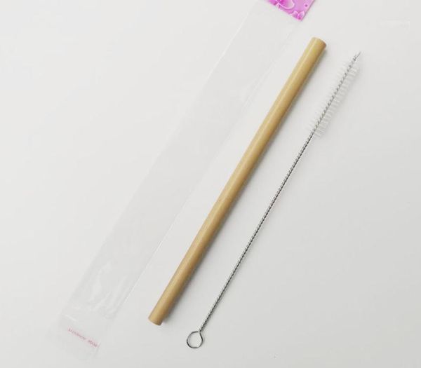 

yellow bamboo straw reusable 19cm organic bamboo drinking straws with clean brush for party birthday wedding sn10801