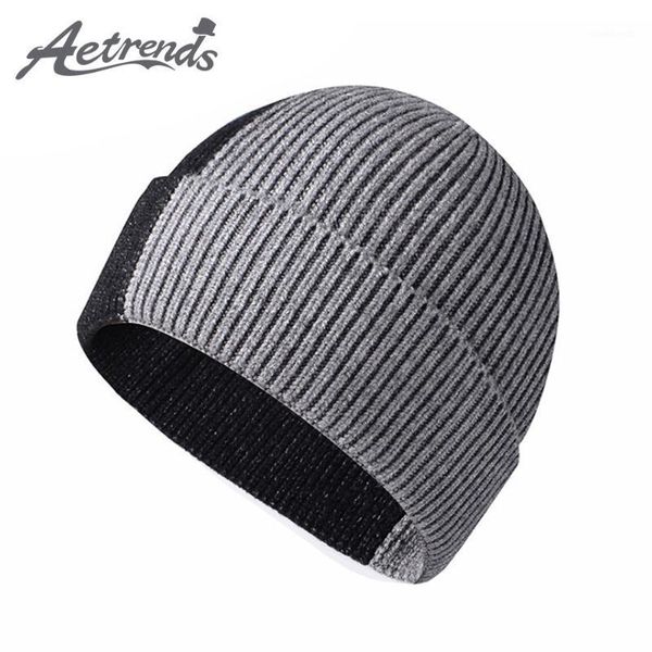 

beanies [aetrends] men women cuffed plain skull knit hat cap winter knitted beanie hats z-100451