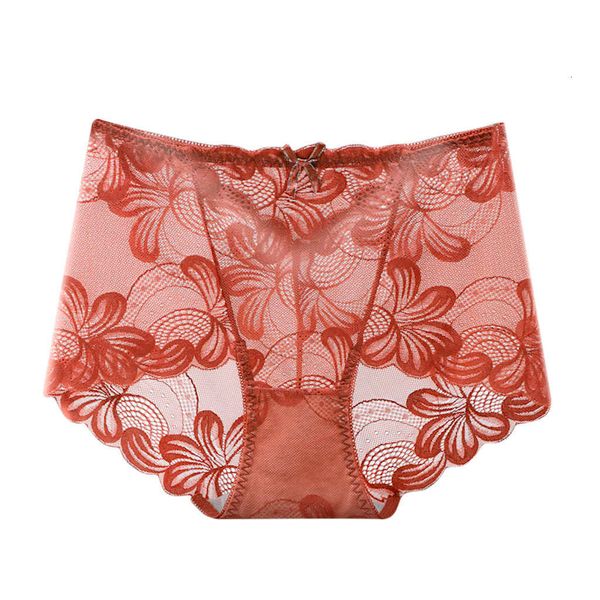 

floral lace elegant solid color panties high waist elastic women's boxer briefs soft and comfortable breathable underwear, Black;pink
