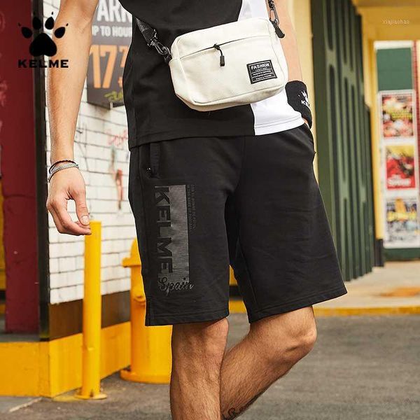 

kelme men's casual shorts print breathable 100% cotton plain japanese streetwear light running elastic waist shorts men 399210031, White;black