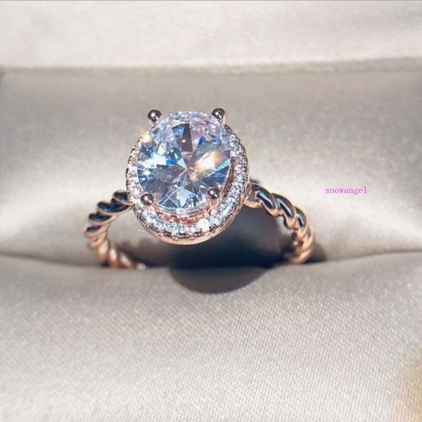 

silver wedding ring female charm queen princess ring round powder zircon 645