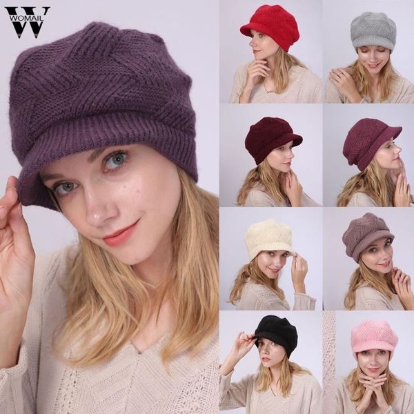 

womail hat winter women girls fashion unique stripe keep warm boinas para mujer casual cashmere thicken knitted beret cap, Blue;gray