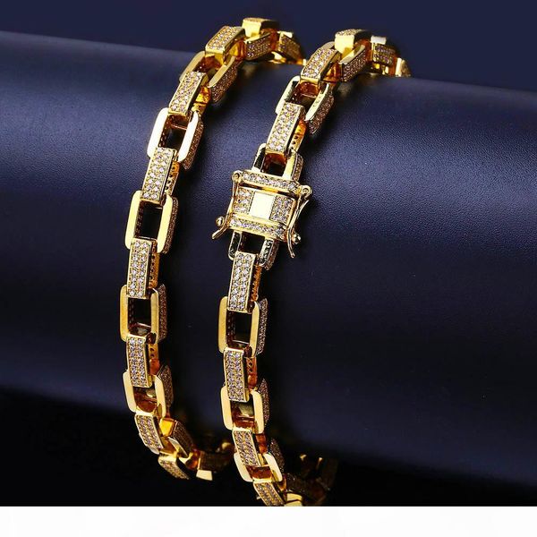 

hipping men hip hop chain bracelet bling cubic zirocnia cuba chains 18k gold plated hiphop jewelry, Black