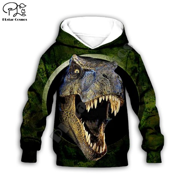 

kids baby boy girl toddlers anime dinosaur print 3d hoodies cartoon tracksuit children clothing set cute sweatshirts y200713, Blue