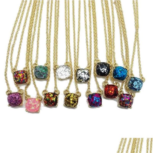 

shipping new simple glitter square pendant cute more colors elegant necklace, sweet girl fashion necklace zvmzu, Silver