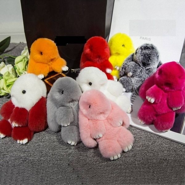 

real 18cmrex furs toydoll keychain pendant carcharmcutemini rabbit fur keychains women bag keychainfo-k015-llightblue, Silver