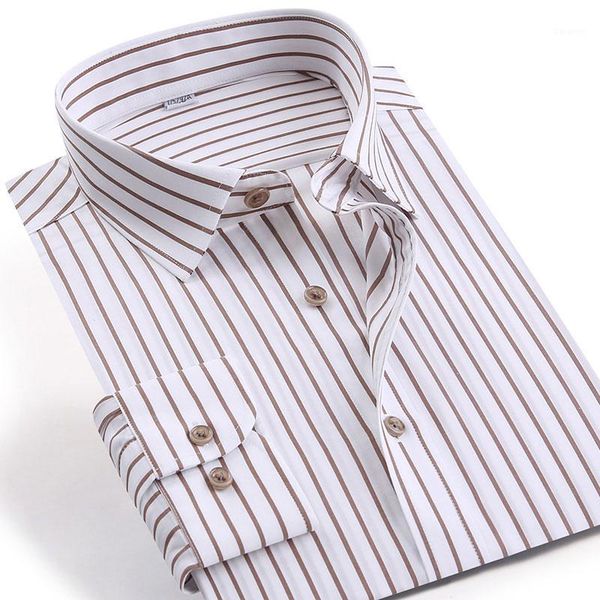 

100% cotton non-iron formal men's striped dress shirt long sleeve spring autumn new business smart casual shirt1, White;black