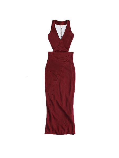 

2021 new le palais vintage orgional elegant old roman sculpture style red wine with no back length ankle v-neck dress cmb7, Black;gray