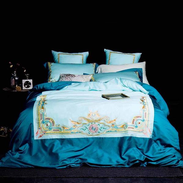 

bedding sets 60s egyptian long-staple 100% cotton 4 pcs set reactive duvet high-end satin american colourful printed cover