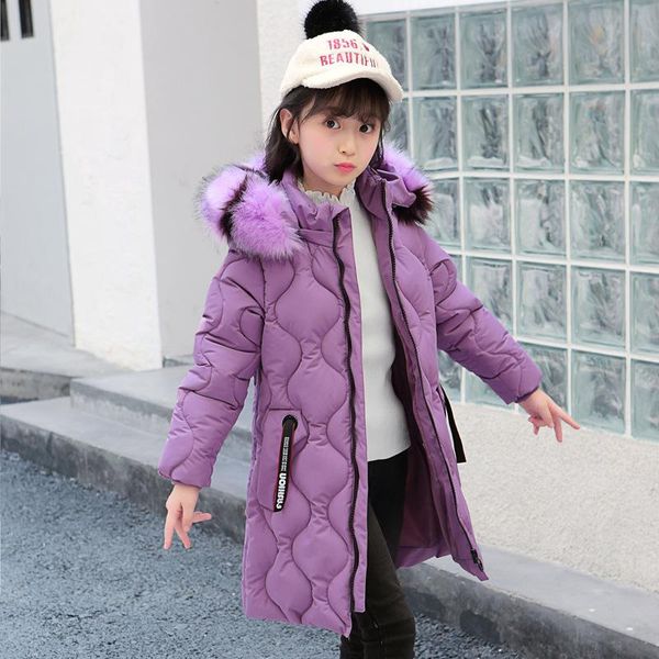 

jackets 2021winter coat purple long childrens jacket windbreaker for girls thick down cotton suit 4-12 years old, Blue;gray